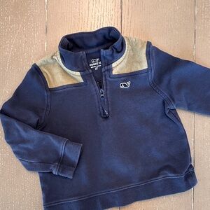 Vineyard Vines Boys Long-Sleeve Blue & Corduroy Quarter-Zip Pullover • Size 2T